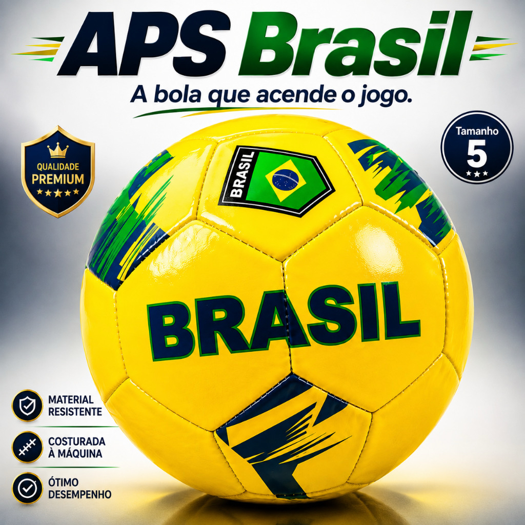 Bola de Futebol Brasil Nº 5 Amarela Sortida 65cm Resistente Campo Treino Lazer Infantil Adulto - Seleção Brasileira