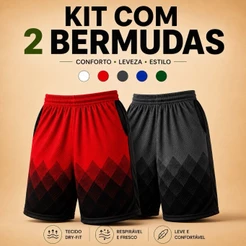 KIT 2 Bermudas Short Dry fit Futebol Corrida Masculino Calção Leve Esportes Academia Treino Verão