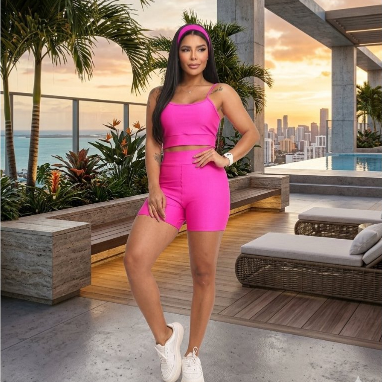 Conjunto Academia yoga Feminino Corrida Treino  Cintura Alta Não Marca Sem Transparência Poliamida Premium Moda Paty