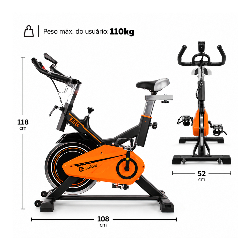 Bicicleta Ergométrica Spinning Gallant Elite Mecânica Ate 110kg Roda de Inercia 13kg (GSB13HBTA-PT) · foto 2