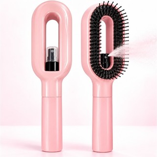 Escova para Cabelo 2 em 1 com Spray Integrado, Cerdas Macias e Design Vazado
