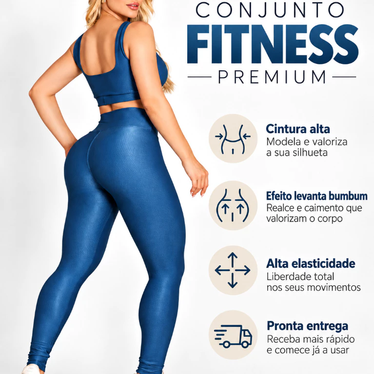Conjunto Fitness Feminino Top e Legging Poliamida Crossfit Academia Treino