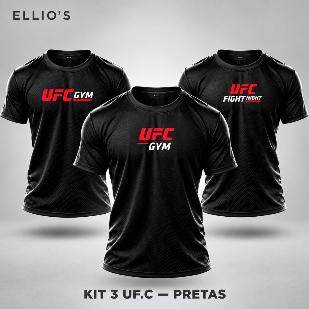 Kit Com 3 ou 1 Camisa Dry FIT Masculino MIX UF.C Camiseta Premium Academia Treino Esportiva Corrida Camiseta Blusa