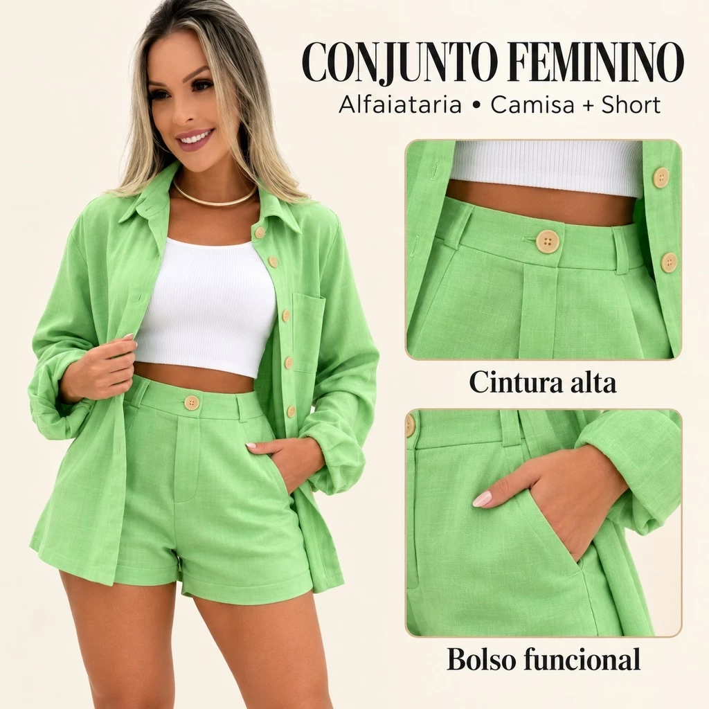 Cojunto de Alfateria  camisa short social — imagem 1