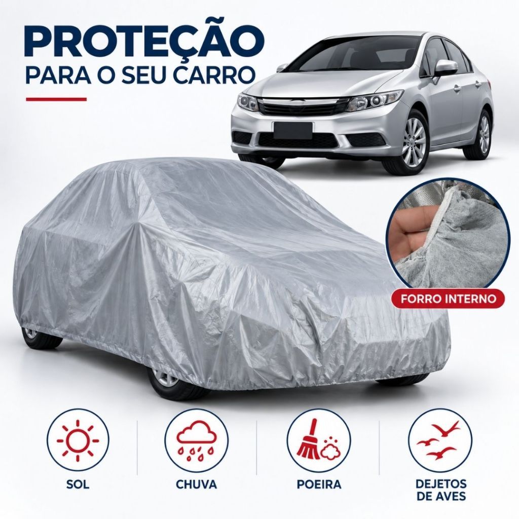Capa de Cobrir Carro Forrada Proteção UV 100% Impermeável Anti Riscos Poeira Chuva