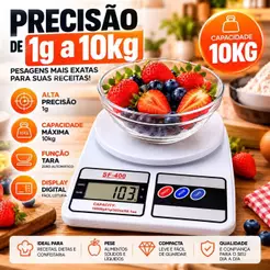 Balança Digital De Cozinha Com Alta Precisão E Display LCD Com Função Tara E Design Compacto