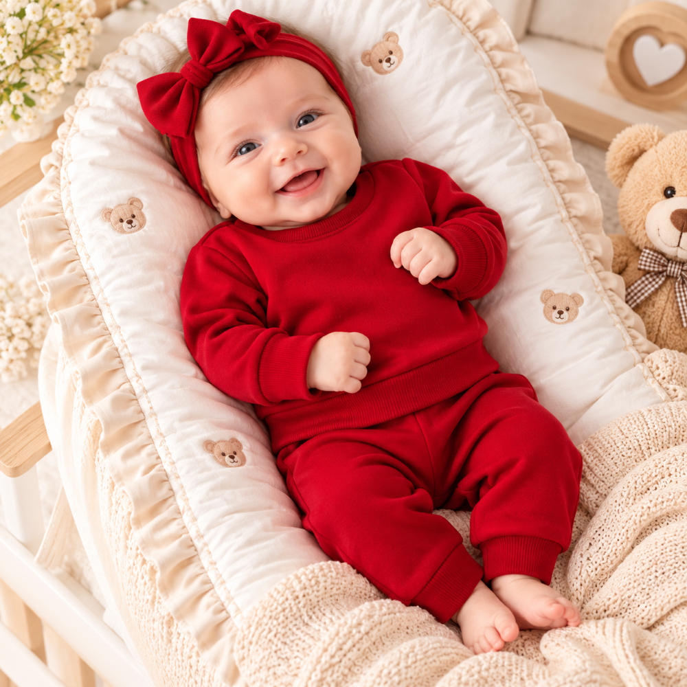 Conjunto Bebê Recém-Nascido Menino e Menina Moletom Flanelado Quentinho Liso Infantil Inverno Confortável Roupa de Bebê