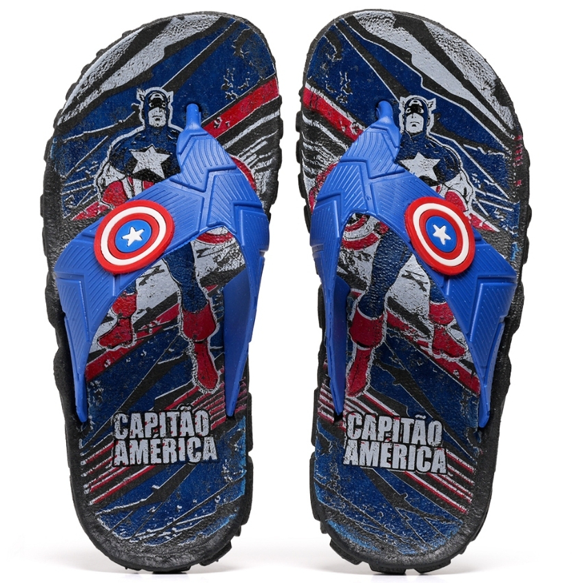 Chinelo Masculino Infantil Menino Personagem Desenho Capitão America Resistente Confortavel 25 Ao 32