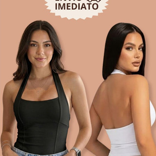 Blusa Halter Feminina Antonella Frente Única Cropped Sustentação Sem Sutiã Moda Gringa
