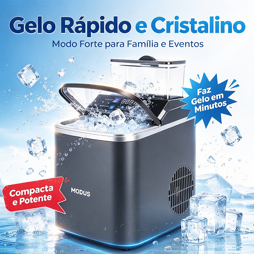 MODUS Máquina De Gelo Portátil 16kg/dia 120W Produção Rápida Gelo Cubo Para Casa E Bar