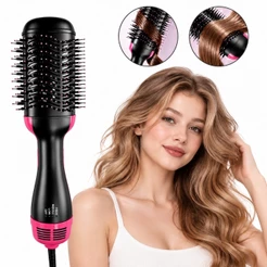 Escova Secadora Alisador Eletrica QuenteCabelo Com 3 Em1,Portátil para Uso Doméstico,protege el cabello