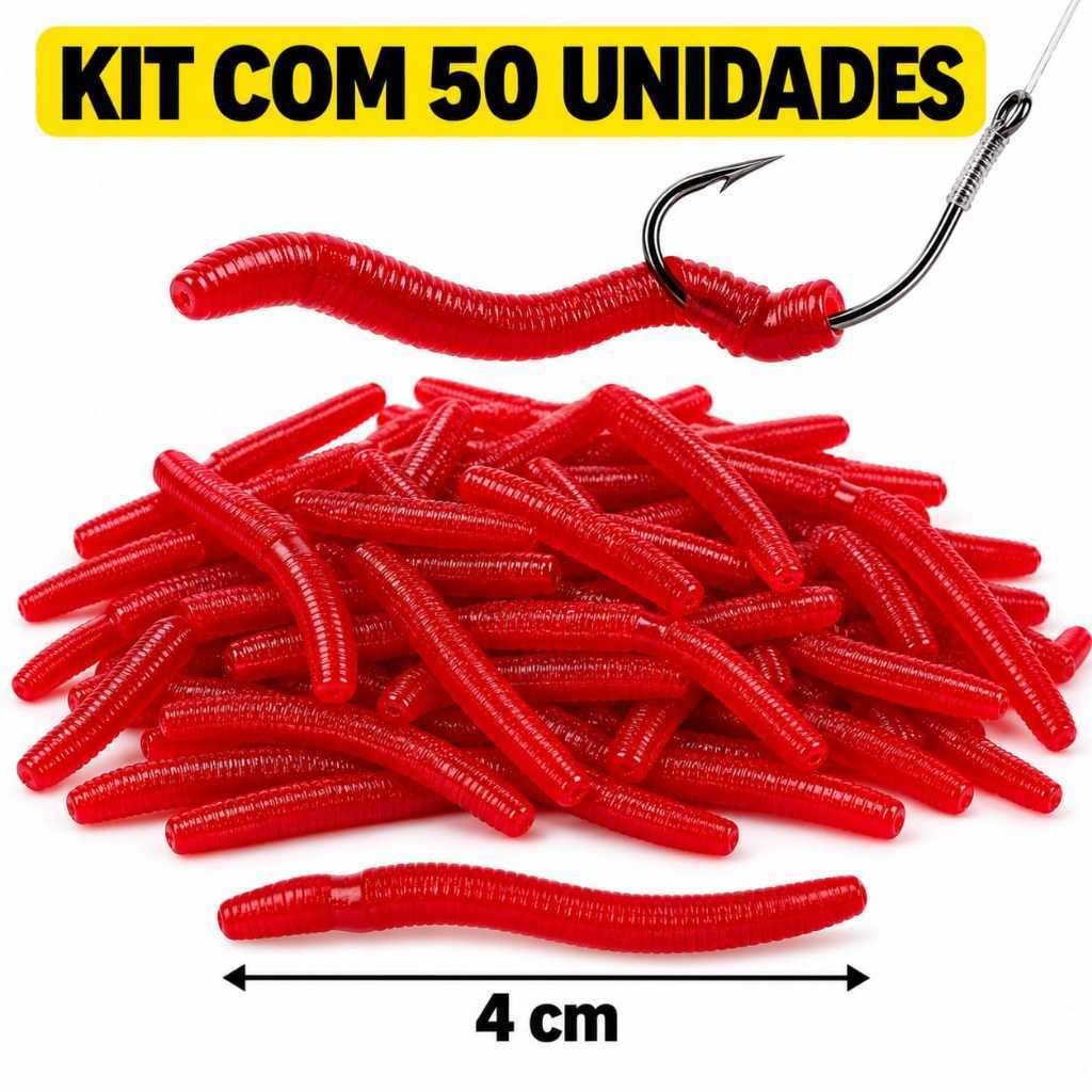 Isca Artificial Pesca Minhoca em Silicone Soft Iscas Artificiais para Pesca de Tilápia Lambari Piau