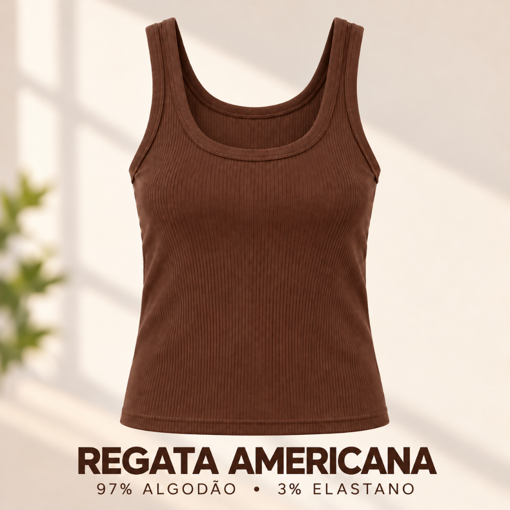 Regata Ribana Algodão Feminina Alça Larga