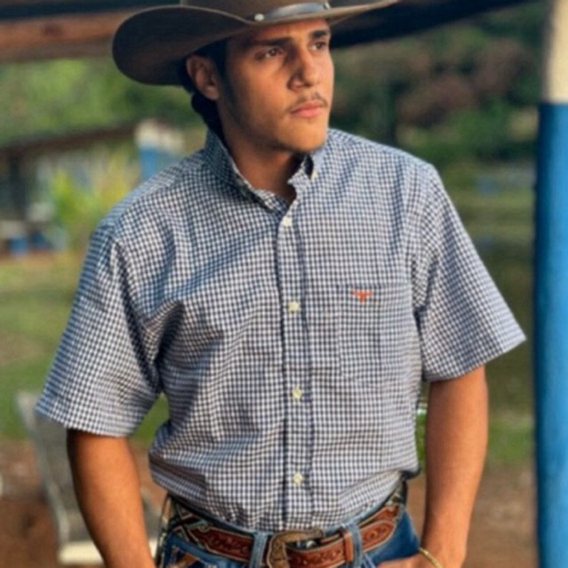 Camisa Xadrez Country Gola Americana Manga Curta