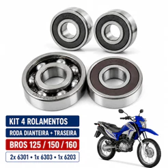 Kit 4 Rolamentos Roda Dianteira Traseira Bros 125 150 160 Tambor