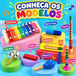Instrumentos Musical Pedagógico MDF Brinquedos Musicais para Crianças Educativo Bebê