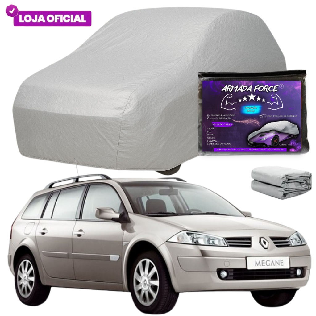 Capa Cobrir Megane ARMADA FORCE Ecológico Forrada Impermeável Protege Sol Chuva Poeira Anti-UV