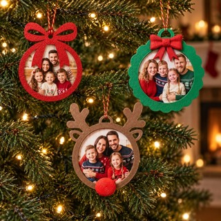 Porta-Retrato Natalino para Árvore de Natal Laço Guirlanda Rena Avulso ou Kit