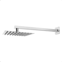 Chuveiro Ducha Articulável Gás E Solar Quadrado Parede Inox Com Braço 40cm Banheiro Prateado Cromado Brilhante