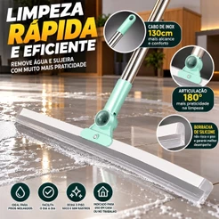 Rodo de Silicone Para Limpeza de Piso Vidros Com Gancho Secos e Molhados Uso Duplo Vassoura Mágica
