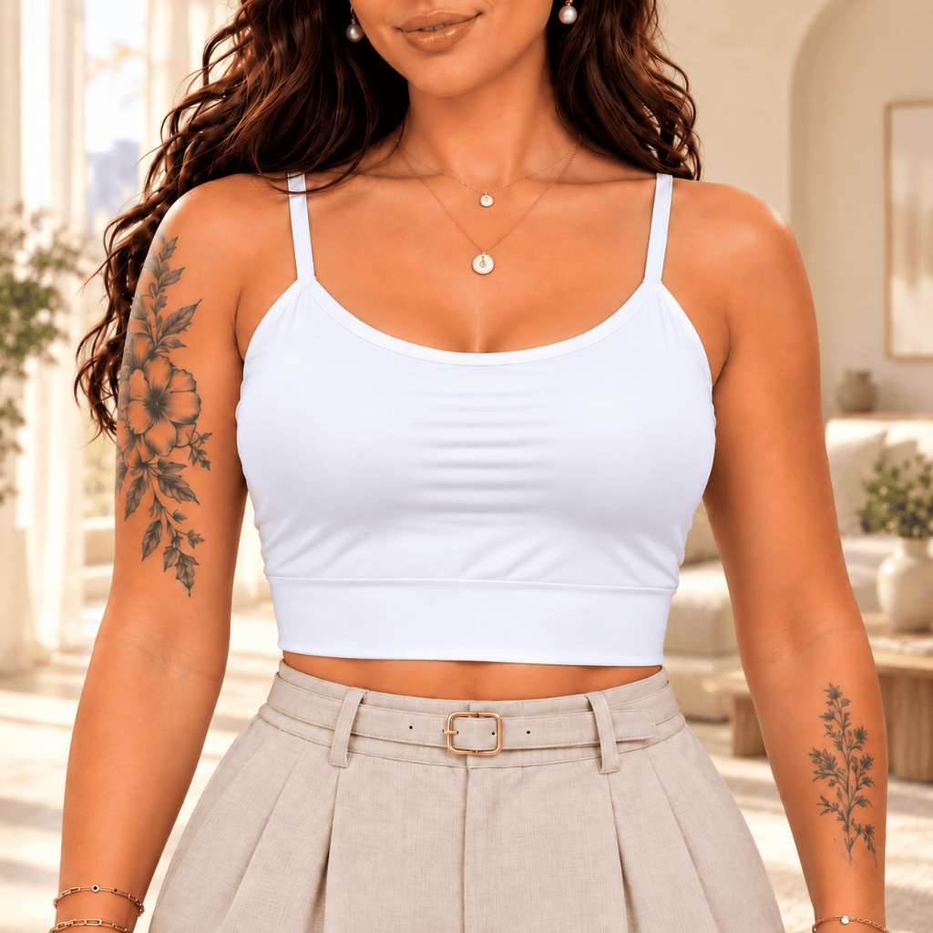 Regata Feminina Alcinha Fina Suplex com Bojo Removível, Blusinha Básica Casual Confortável Moda Verão Feminina Fashion