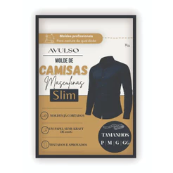 Molde de camisa Slim manga longa com Pala nas costa , modelagem de camisa slim em papel semi kraft