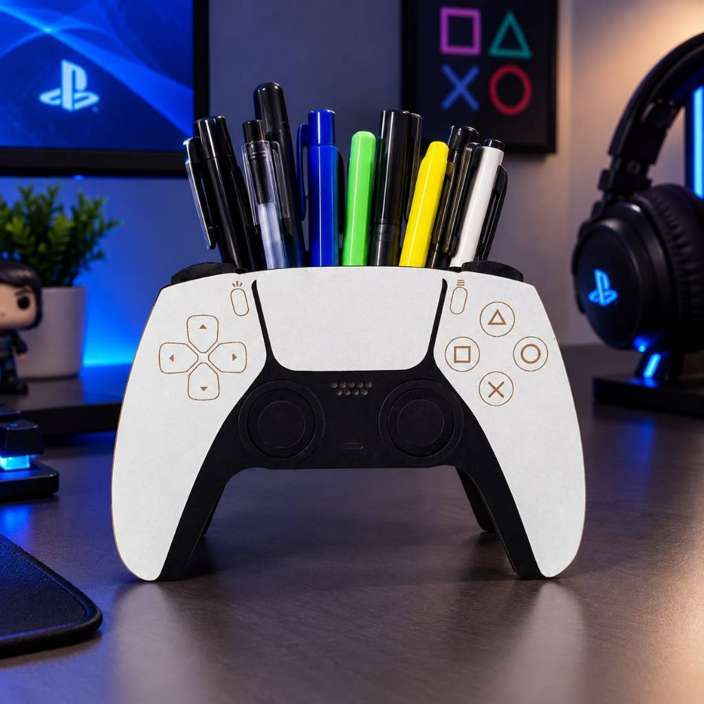 Porta Caneta Controle Gamer PS5 PS4 XBOX Escrivaninha Organização