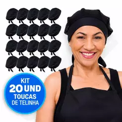 Kit Com 20 Touca Telinha Leve e Fresquinha Lavavel Cozinha Uniforme Restaurante Lanchonete