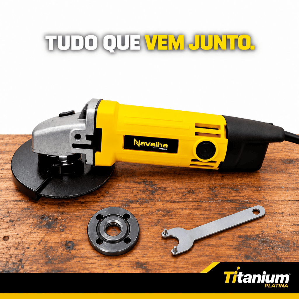 Esmerilhadeira Angular Navalha 4.1/2 Pol 600W 127V para Corte e Desbaste Titanium Platina · foto 2