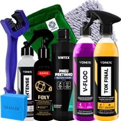 Kit Limpeza de Carro Vonixx: V-Floc, Tok Final, Pneu Pretinho + Brindes