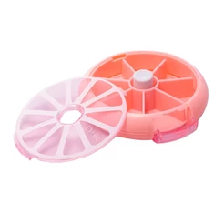 Porta Comprimidos Giratório de Plástico Rosa 9cm Lyor Organizador de Remédios Portátil com Compartimentos Casa Saúde