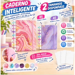 Caderno Inteligente Recarregavel A5/B5 Grande Capa Dura 80 Folhas soltas Desenho e Estudos