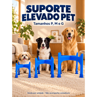 Suporte Elevado para Comedouro Bebedouro Cachorro Gato Lilopety P M G Desmontavel Alimentacao Pet com 4 Botinhas Cores