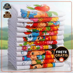 Kits 3,5,8,10 Pano De Prato Copa Bainha Reforçada Estampados e Grandes Cozinha 100% Algodão Premium Limpeza 68x40