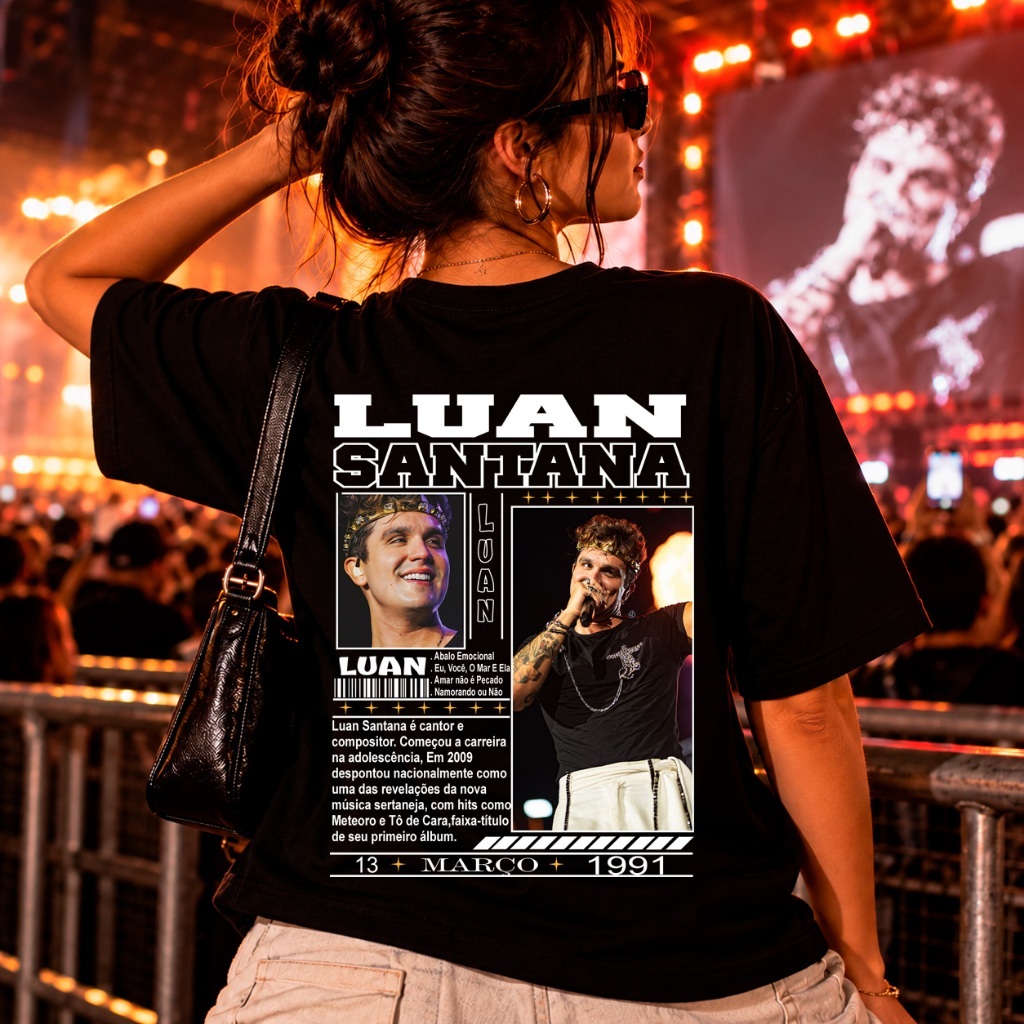 Camiseta Feminina Luan Santana Cantor Camisa Sertanejo Artista Básica
