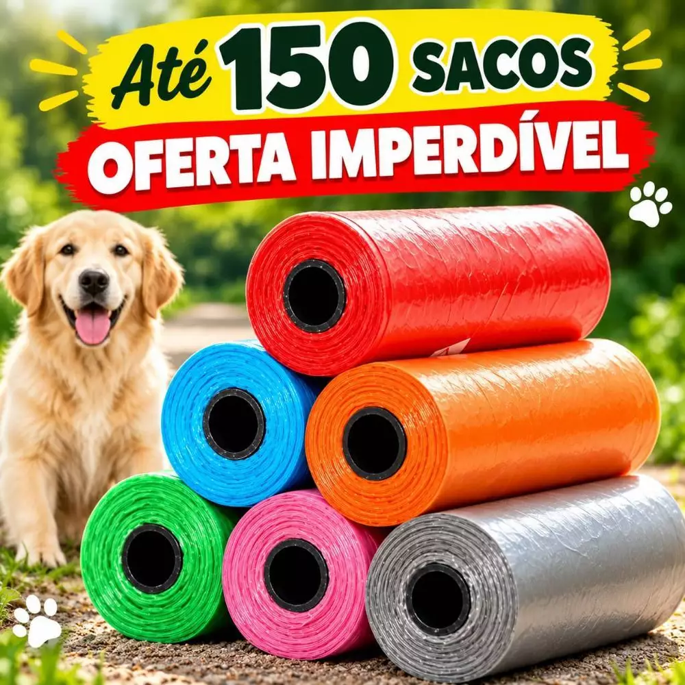 Refil Cata Caca Pet Saquinhos Coco Biodegradáveis para Cachorro e Gato Sacolas Higiênicas de Passeio