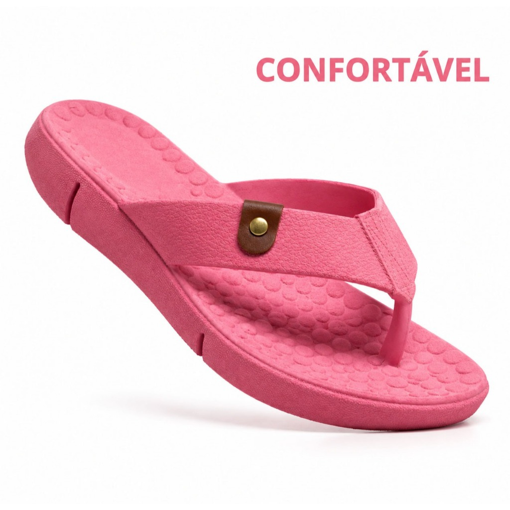 Sandália Chinelo Ortopédico  Feminina Casual anatômica com Palmilha Massageadora Confortável