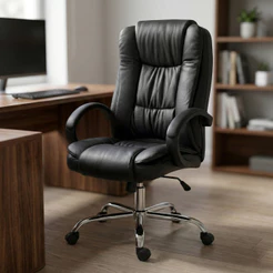 Cadeira de Escritório Presidente Ergonômica Reclinavel com Apoio Lombar e Design Moderno