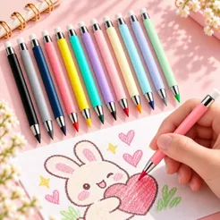 Lápis de Cor 12 Cores Eternal Infinito Lápis de Colorir Borracha Material Escolar Lápis Pintar VMP