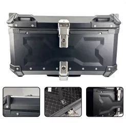 Bauleto Preto Aluminio ACM 65 Litros Universal Para 2 Capacetes com X + Suporte e Encosto