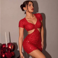 Vestido Curto Paetê Com Forro e Bojo Luxo Festa Balada Ropa Feminina