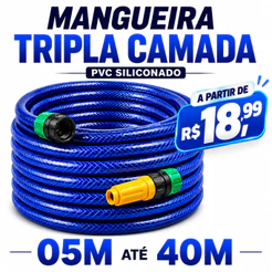 Mangueira Jardim Trançada Azul 7/16 05 a 40 Metros Mangueira Pronta para o Uso - Tripla Camada
