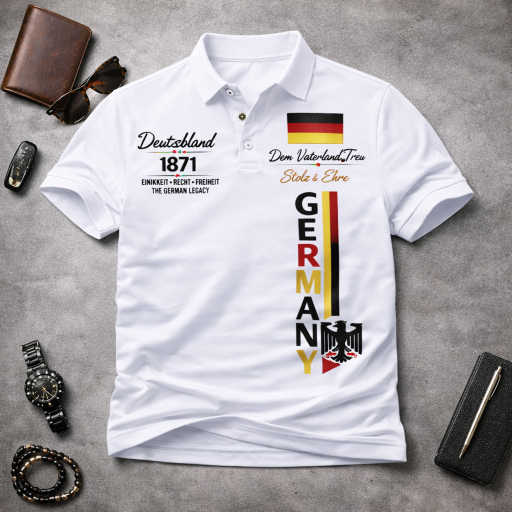 Camisa Gola tradicional Masculina 1871 Germany Edition Alemanha - 100% algodão Malha Piquet