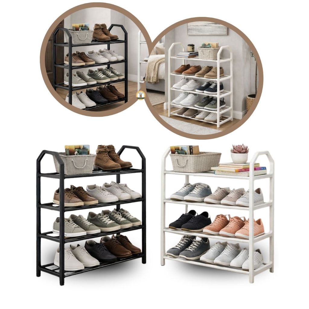 Sapateira Vertical 4 Andares Organizador de Sapatos Multiuso Reforçada Plástico PP e Tubos em Oferta na Shopee
