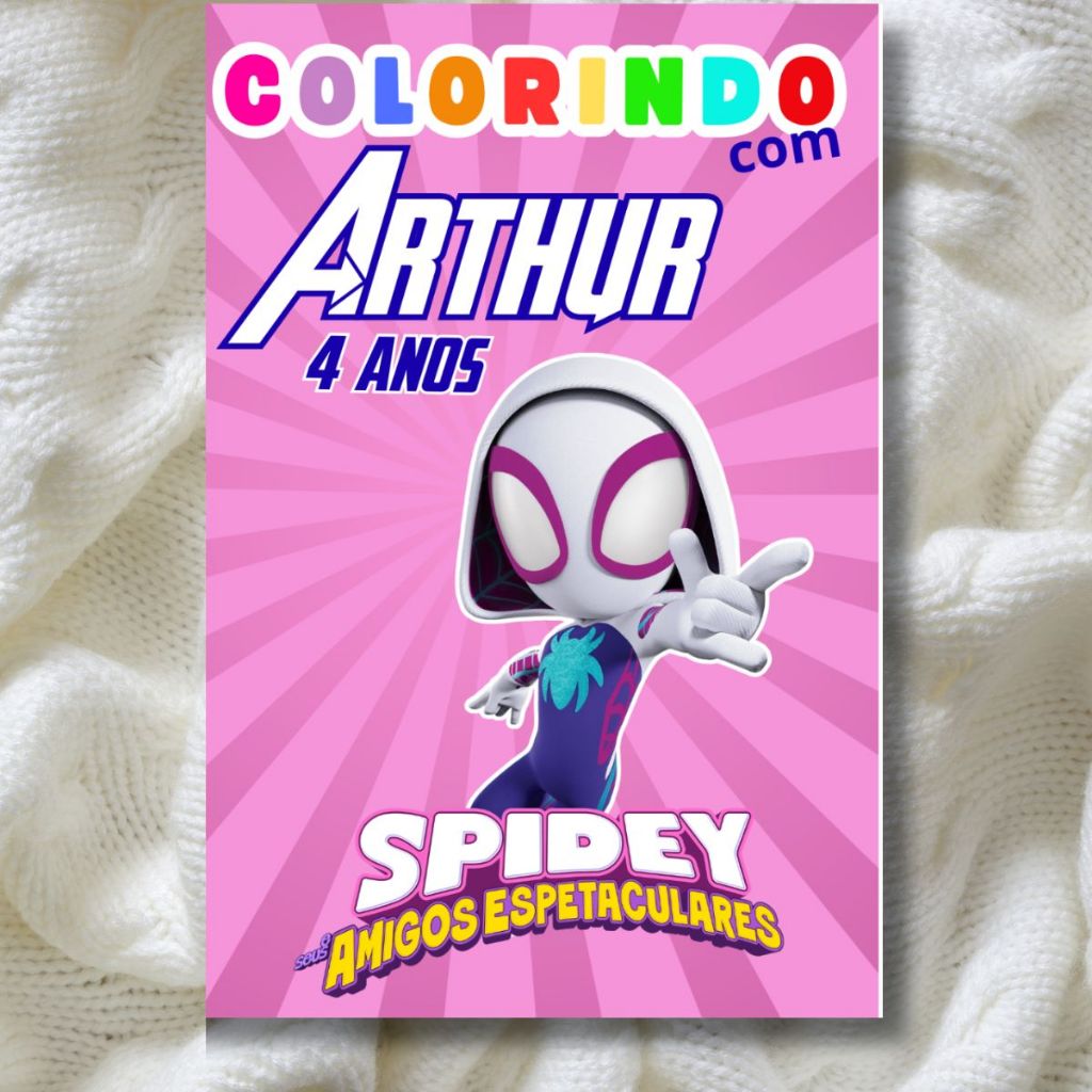 Livro de Colorir Personalizado rosa, Spidey Homen Aranha para lembrancinha de aniversário.