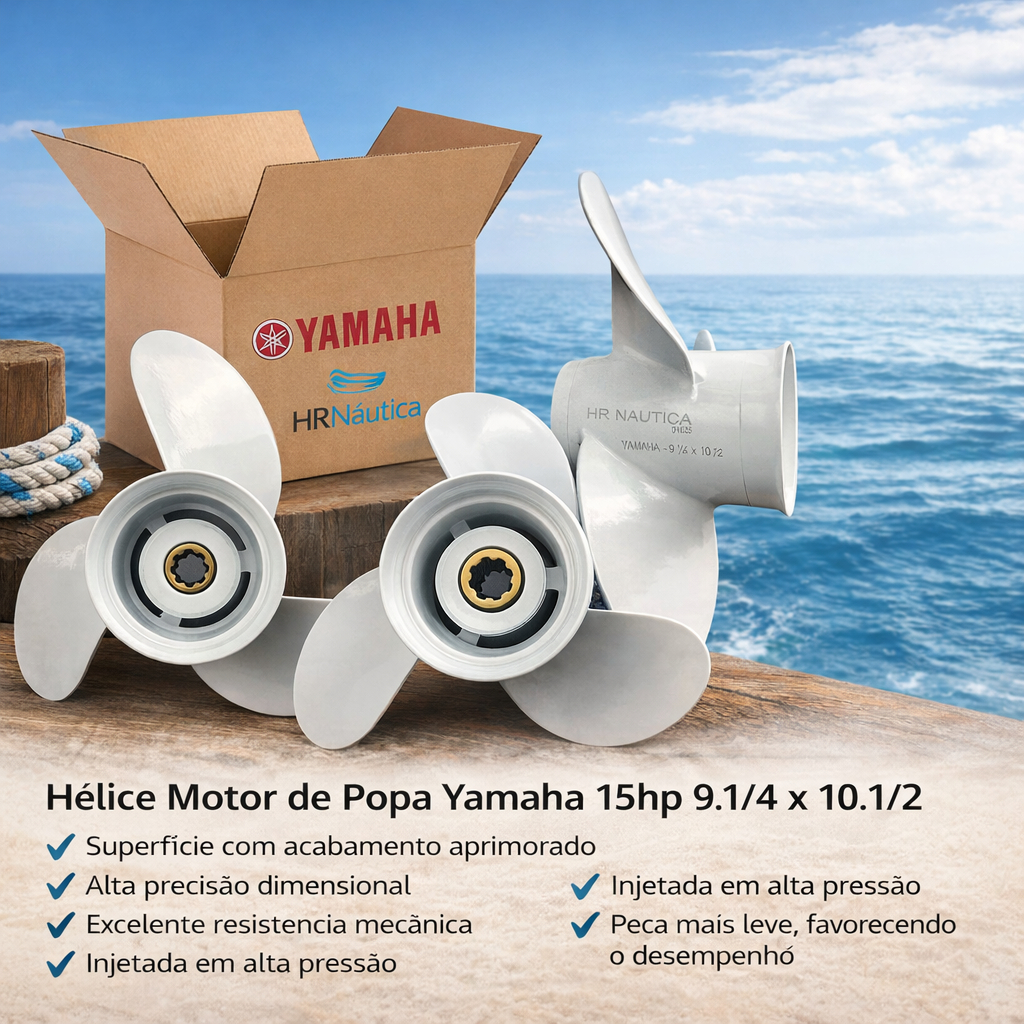 Hélice HR Para Motor de Popa Yamaha 15hp 9.1/4" x 10.1/2"