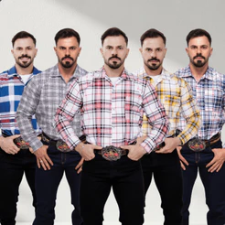 Kit 5 Camisa Xadrez Masculina Algodão Manga Longa Cowboy Rodeio