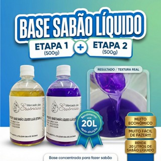 Base Sabão Líquido Faz 20L – Kit Blend Concentrado 2 Frascos – Fácil de Fazer em Oferta na Shopee