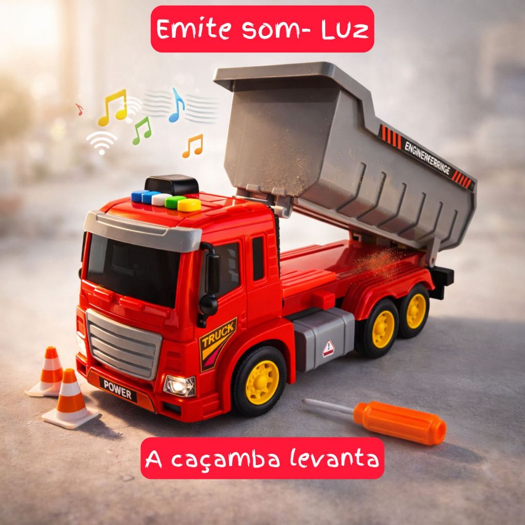 Caminhão com Caçamba Infantil – Com Som e Luz - BRINQUEDO CAMINHÃO CRIANÇA SONORO