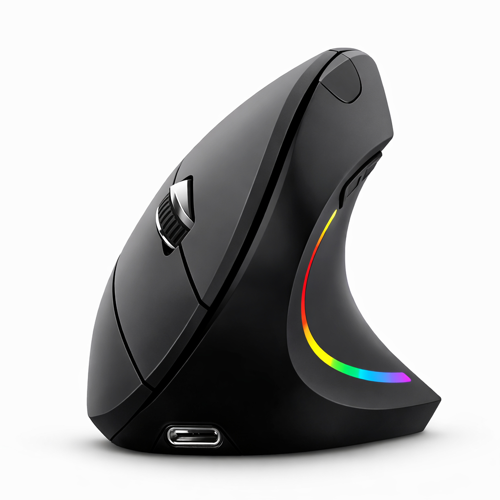 Mouse Vertical Ergonômico Sem Fio Bluetooth 1600 DPI Silencioso e Portátil Ideal para PC e Notebook